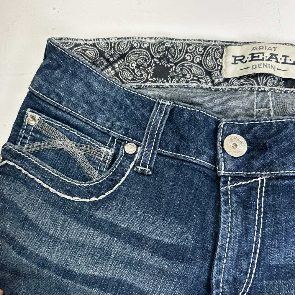 Ariat Real Denim Mid Rise Straight Jeans, Size 30 Extra Long, Western Rodeo